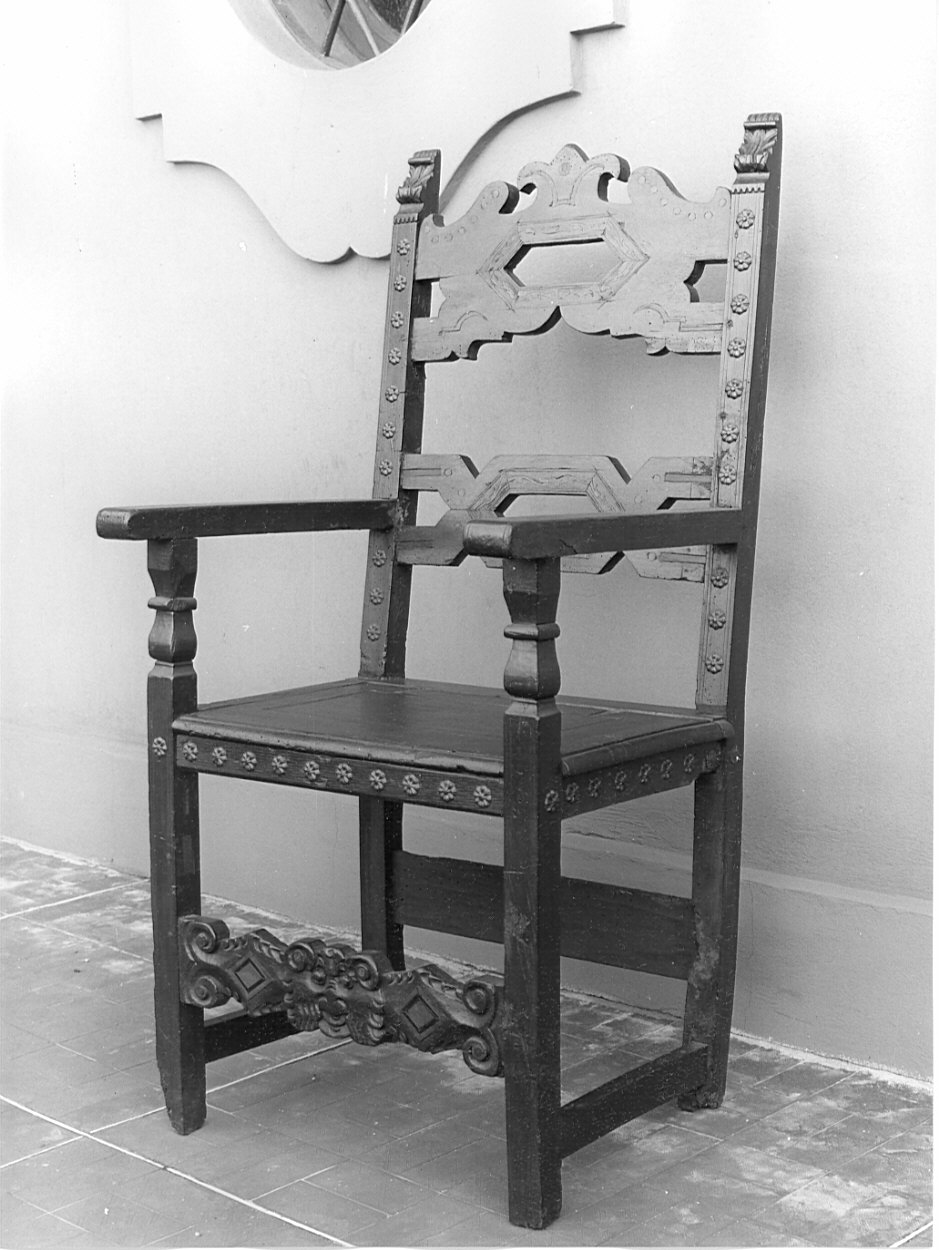 sedia - a braccioli, opera isolata - bottega lombarda (seconda metà sec. XVI, sec. XIX)