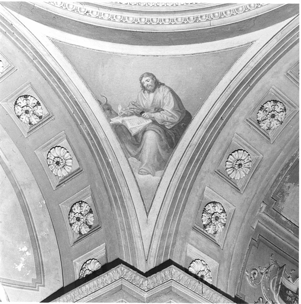 San Luca scrive il vangelo (dipinto, elemento d'insieme) di Farina Carlo (sec. XIX)