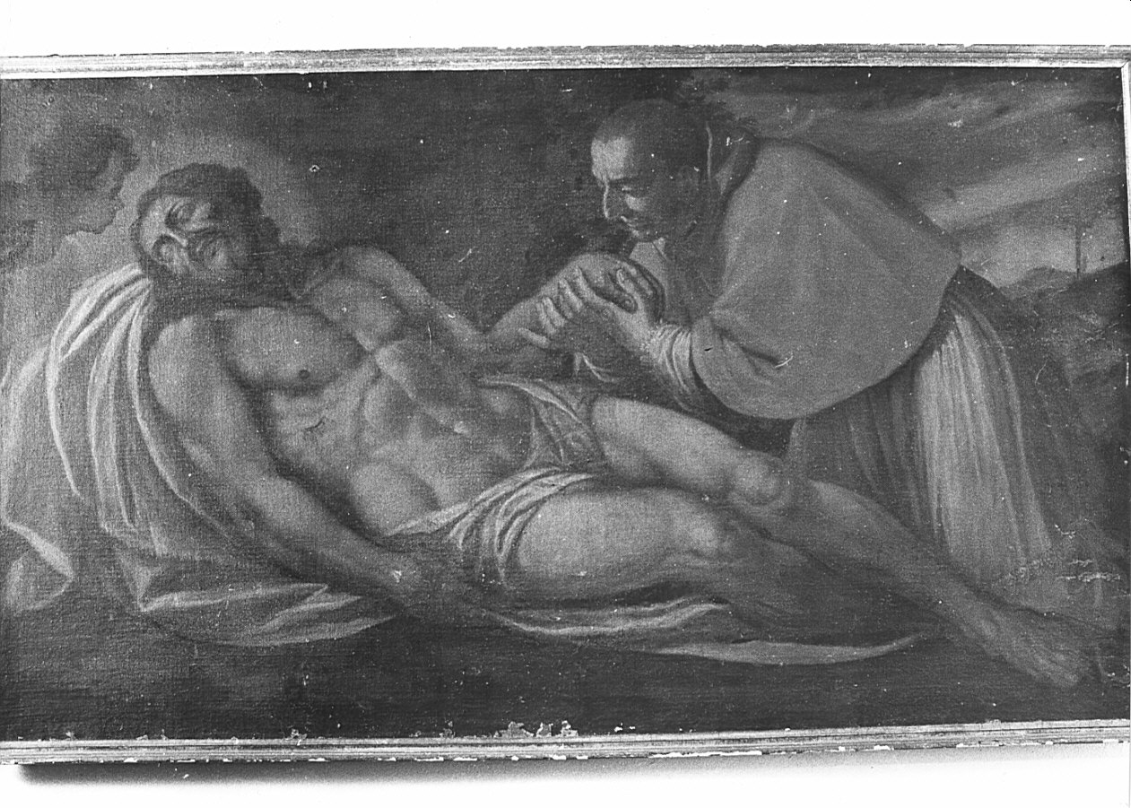 San Carlo Borromeo in adorazione di Cristo morto (dipinto, opera isolata) - bottega lombarda (sec. XVII)