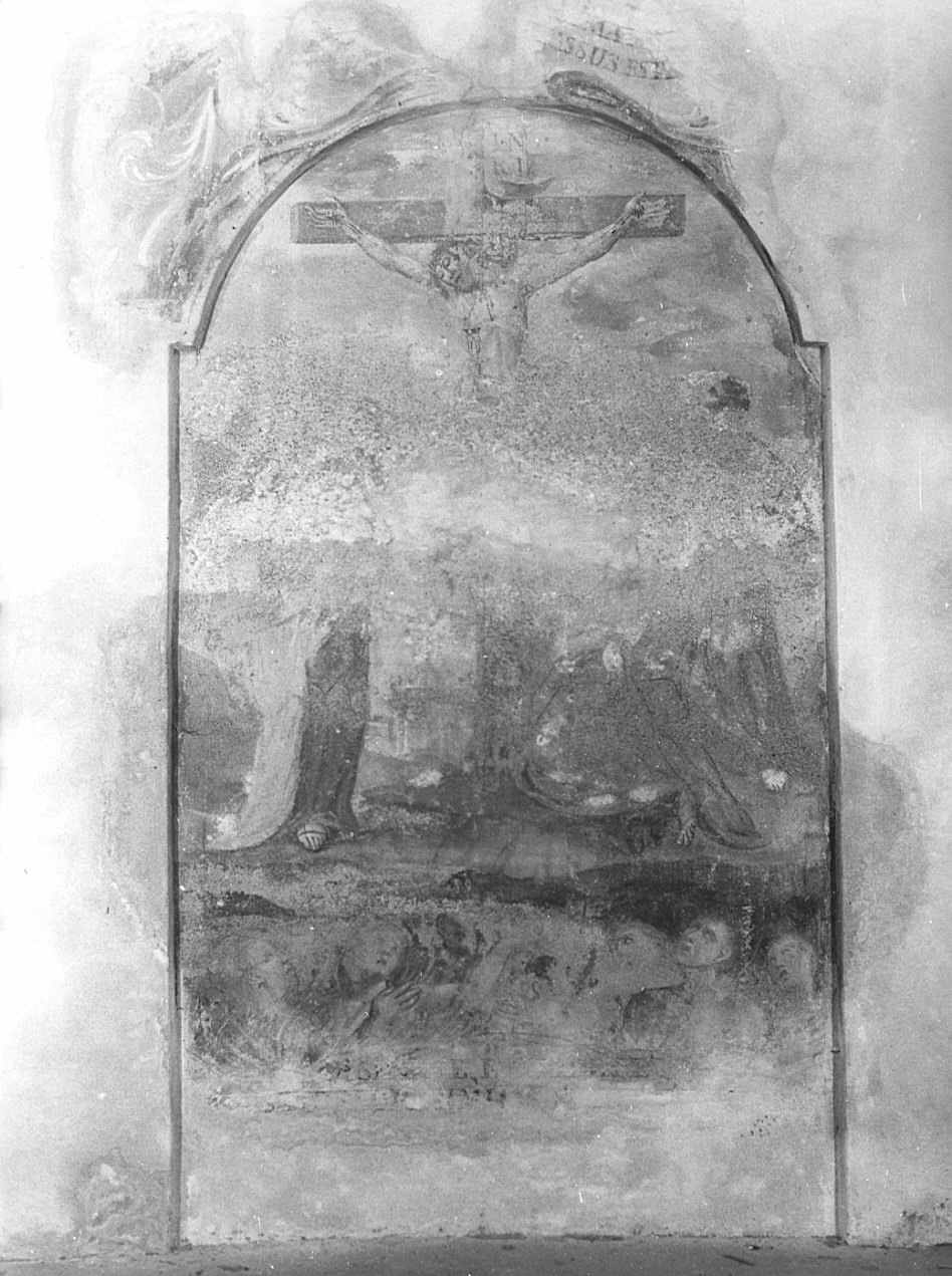 Cristo crocifisso con la Madonna, Santa Maria Maddalena e San Giovanni Evangelista (dipinto, opera isolata) - ambito lombardo (sec. XVII)