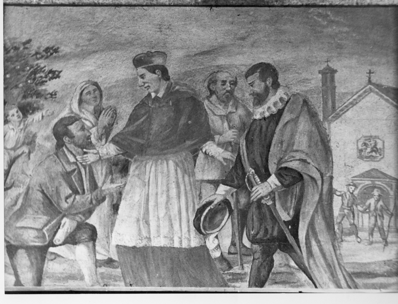 San Carlo Borromeo comunica gli appestati (dipinto, opera isolata) - ambito lombardo (fine sec. XIX)