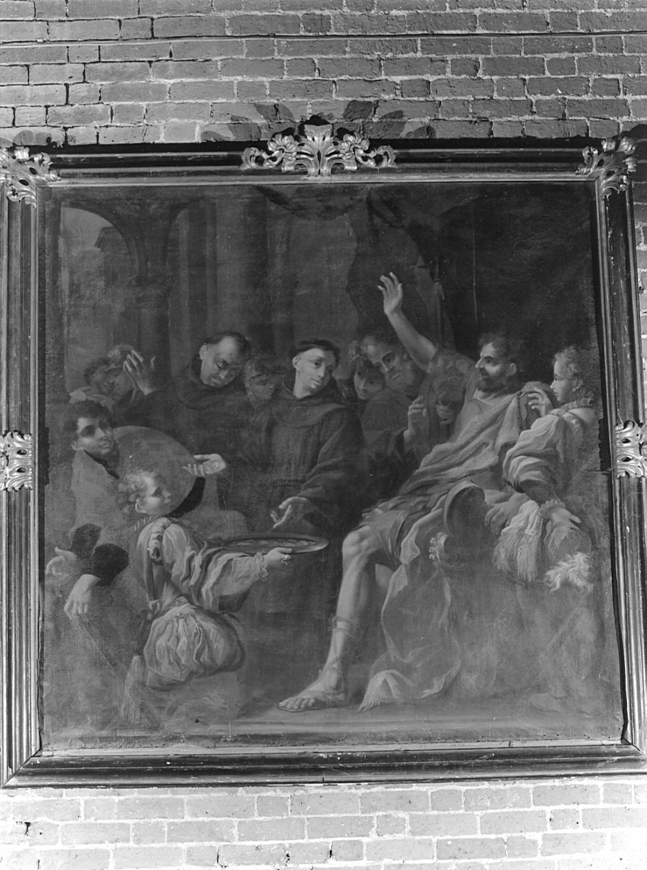 Sant'Antonio e il miracolo delle monete (vetrata, opera isolata) - ambito lombardo (sec. XVII)