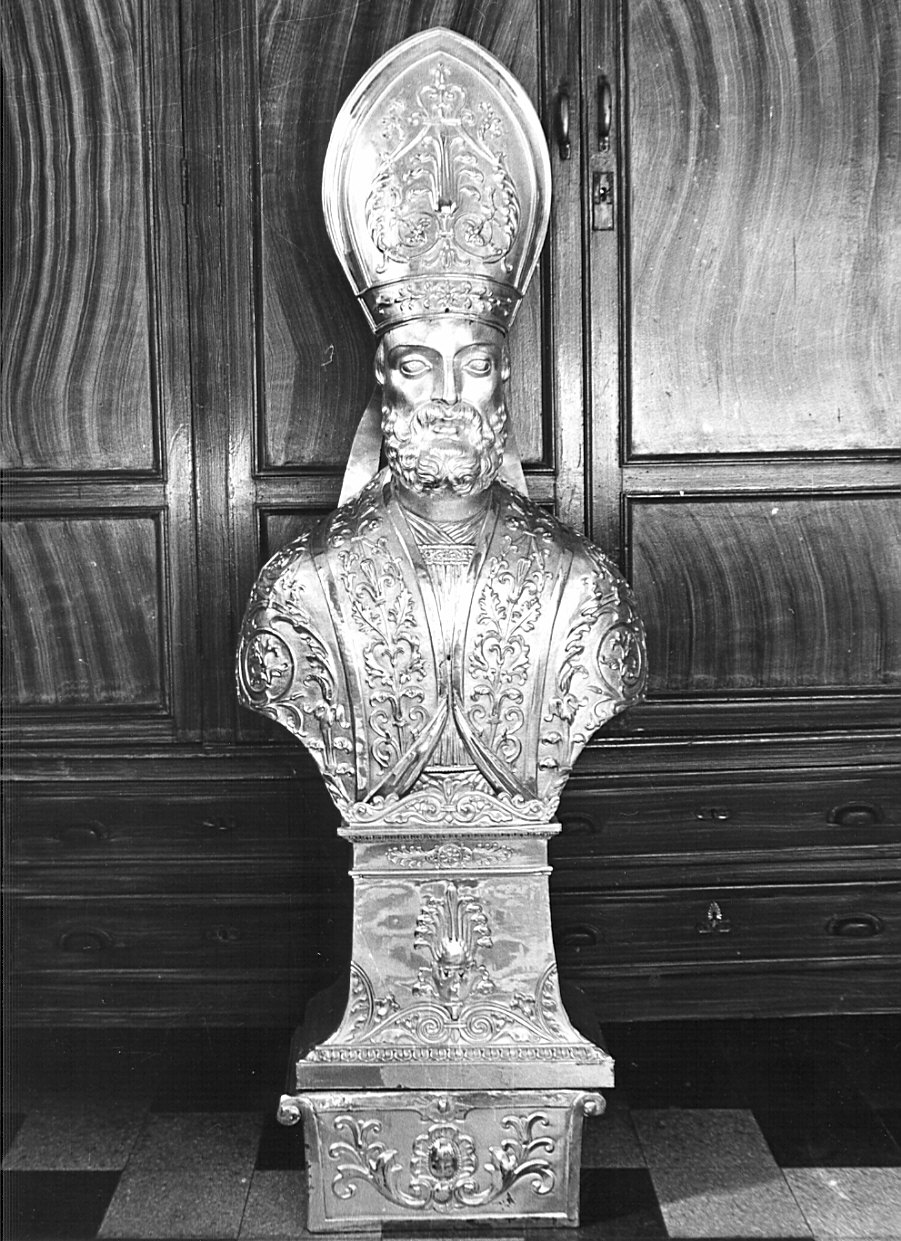 Santo vescovo (reliquiario - a busto, opera isolata) - bottega lombarda (inizio sec. XIX)