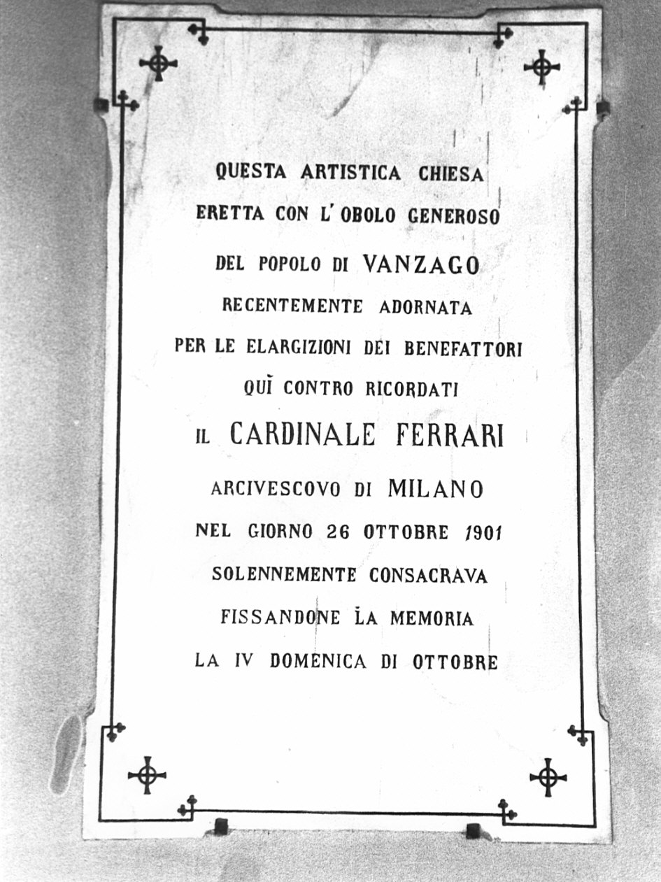 lapide commemorativa, opera isolata - bottega lombarda (inizio sec. XX)