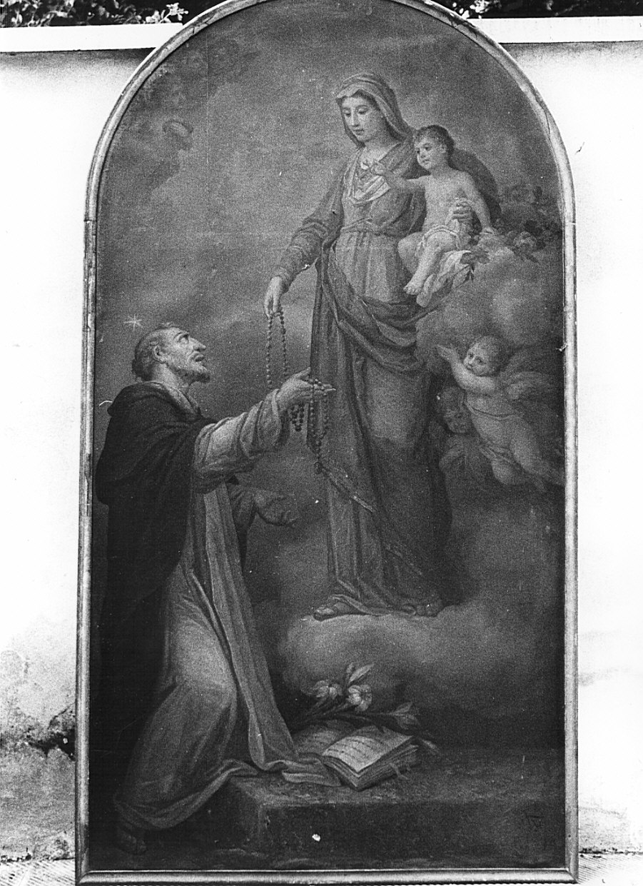 Madonna con Bambino e San Domenico (dipinto, opera isolata) di Tagliaferri Luigi (sec. XIX)