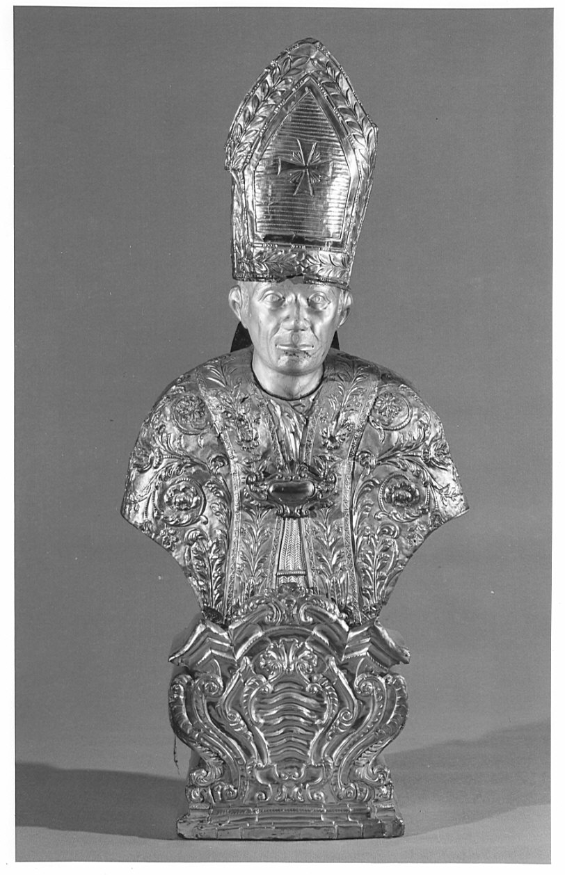 Santo vescovo (reliquiario - a busto, opera isolata) - bottega italiana (fine/inizio secc. XVIII/ XIX)