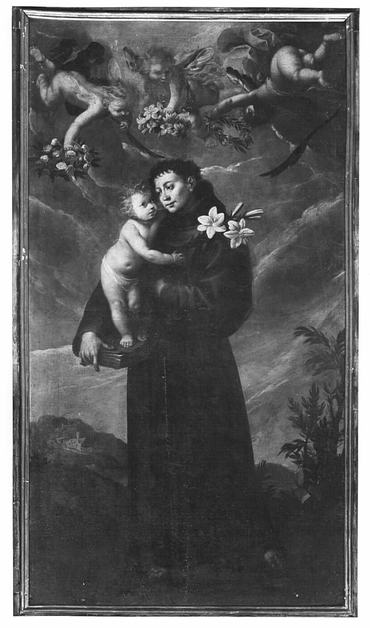 Sant'Antonio da Padova con il bambino (dipinto, opera isolata) - ambito italiano (fine/inizio secc. XVII/ XVIII)