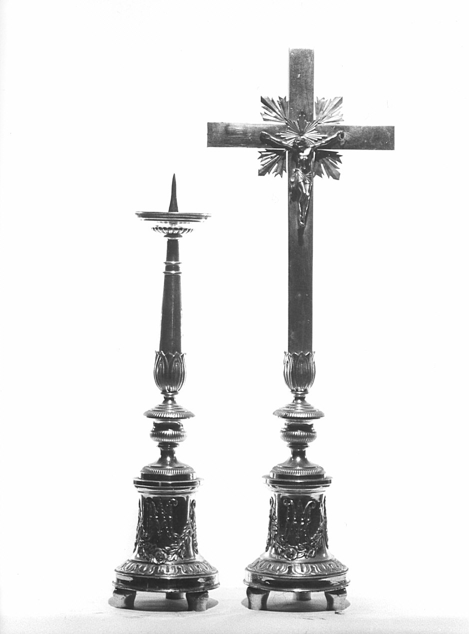 candeliere d'altare, serie - bottega italiana (seconda metà sec. XIX)