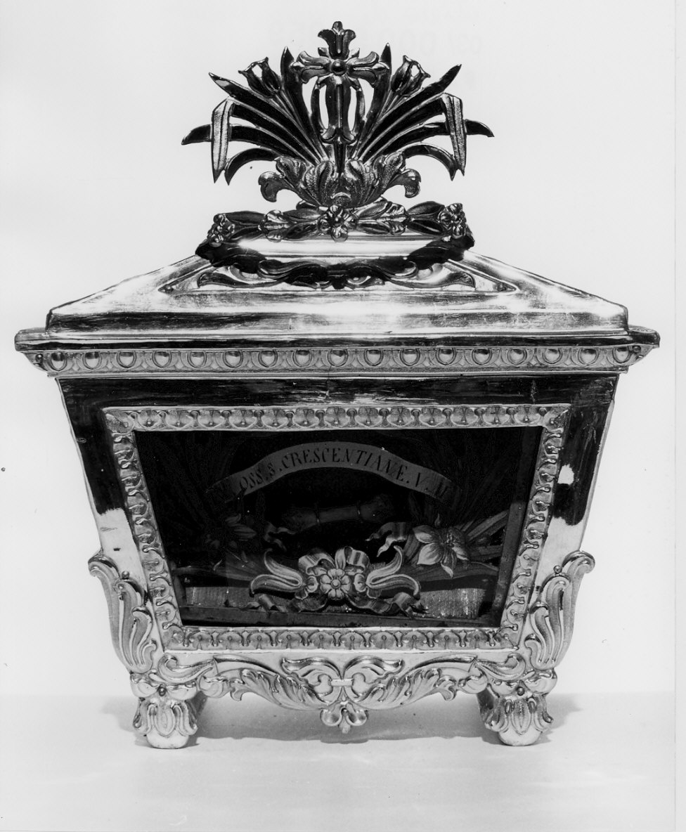 reliquiario a teca, serie - bottega italiana (seconda metà sec. XIX)