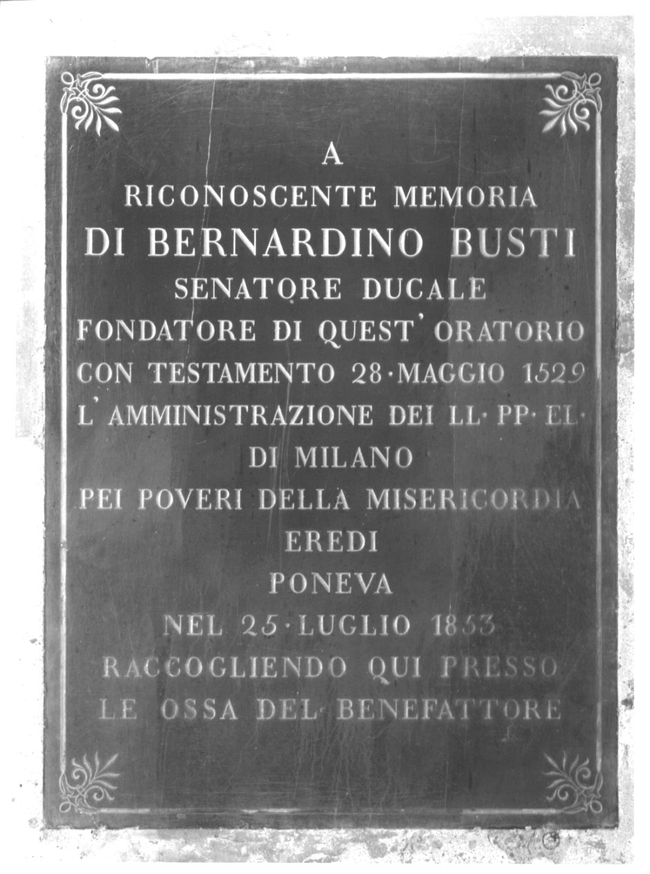 lapide commemorativa, opera isolata - ambito lombardo (sec. XIX)