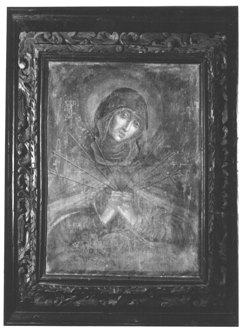 La Vergine dei sette dolori, Madonna Addolorata (dipinto, opera isolata) di Valdani Alessandro (maniera) (sec. XVIII)