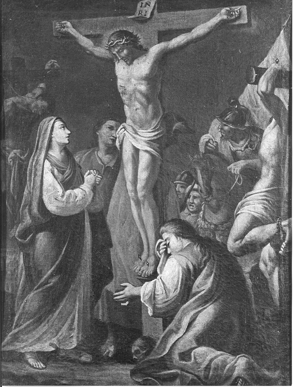stazione XII: Gesù innalzato e morto in croce (dipinto, elemento d'insieme) - ambito lombardo (sec. XVIII)