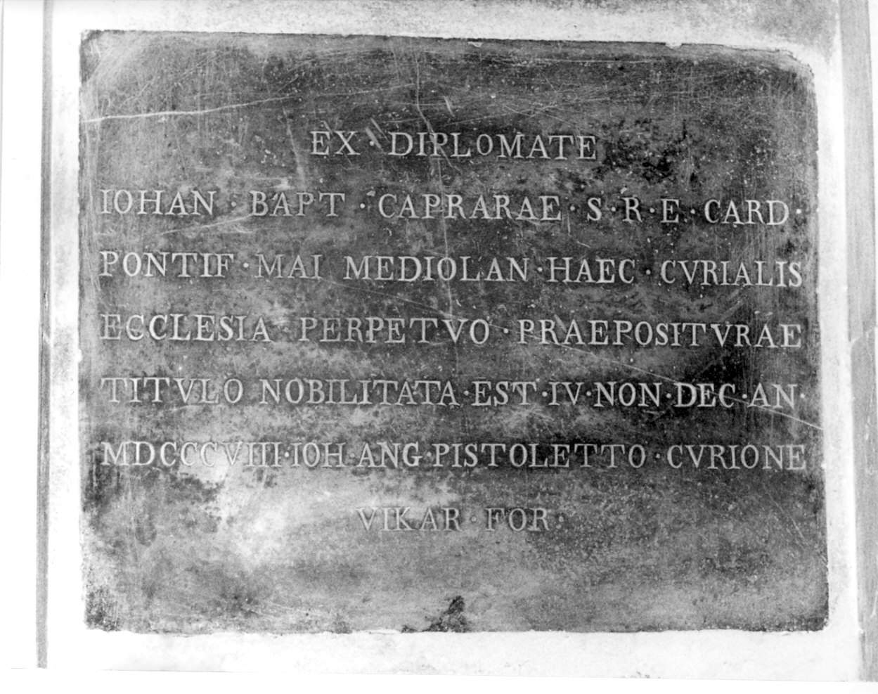 lapide commemorativa, opera isolata - bottega lombarda (sec. XIX)