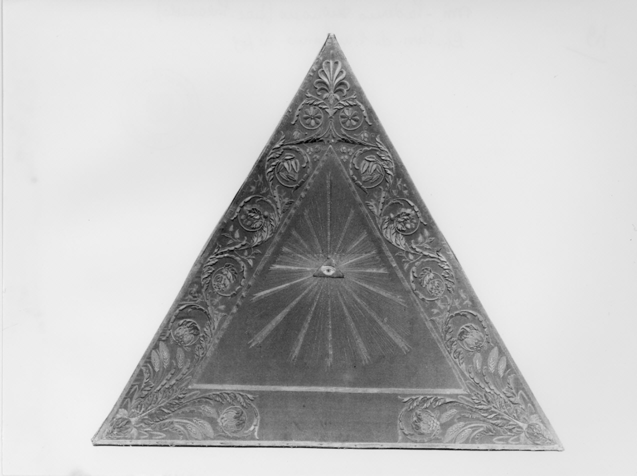 occhio divino (triangolo per esposizione eucaristica, opera isolata) - manifattura lombarda (secc. XIX/ XX)