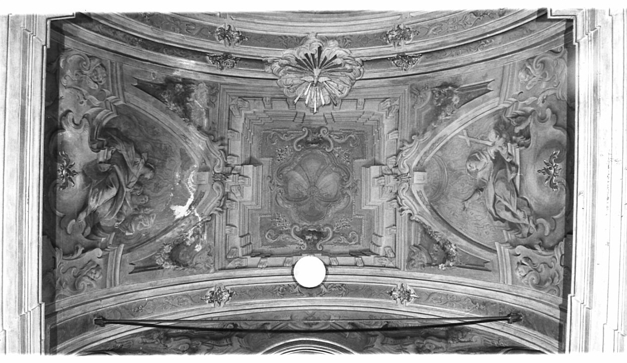 motivi decorativi e figure allegoriche (decorazione plastico-pittorica, ciclo) di Perrucchetti Carlo, Carloni Carlo Innocenzo (sec. XVIII)