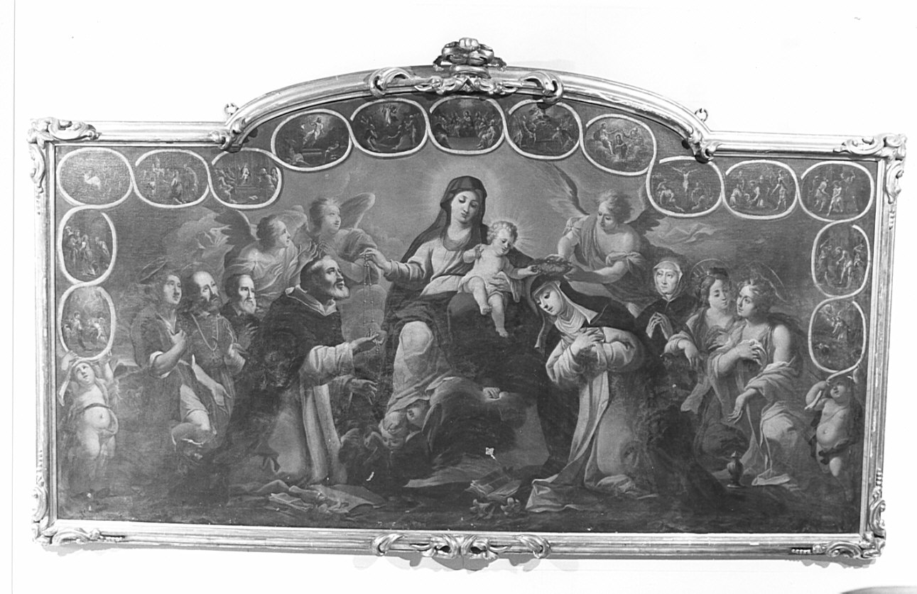 Madonna del Rosario con San Domenico e Santa Caterina da Siena (dipinto, opera isolata) - ambito lombardo (fine sec. XVII)