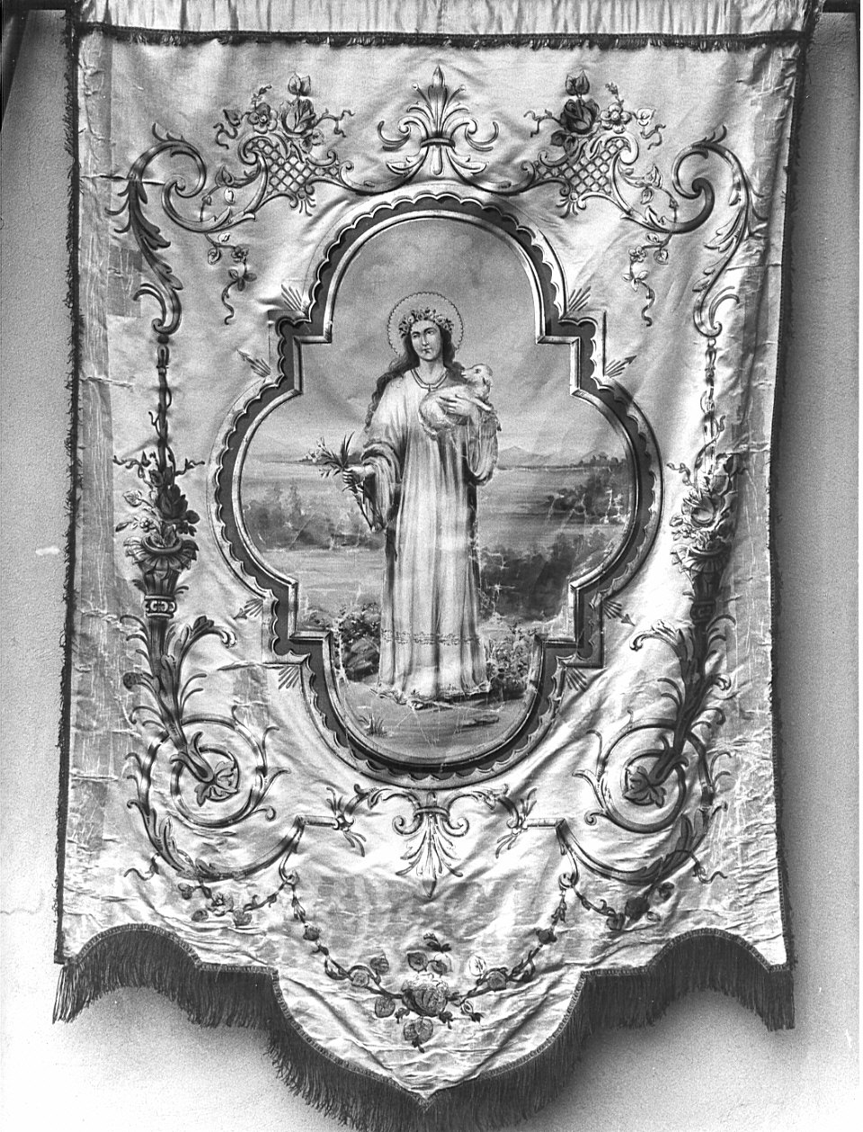 Sant'Agnese (stendardo processionale, opera isolata) - manifattura lombarda (sec. XIX)