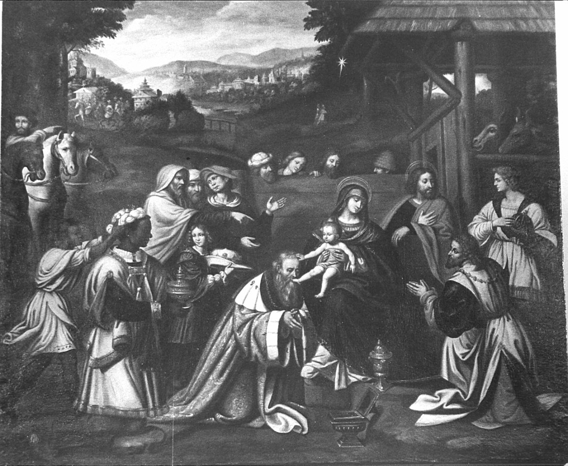 adorazione dei Re Magi (dipinto, opera isolata) - ambito lombardo (seconda metà sec. XVI)