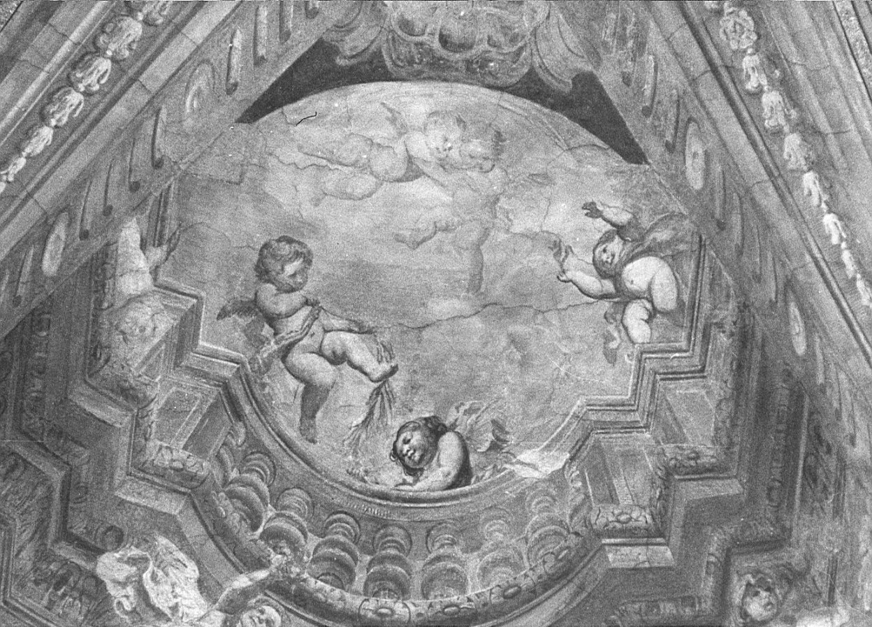 motivo decorativo con angeli (dipinto, opera isolata) di Grandi Giovanni Battista (sec. XVII)