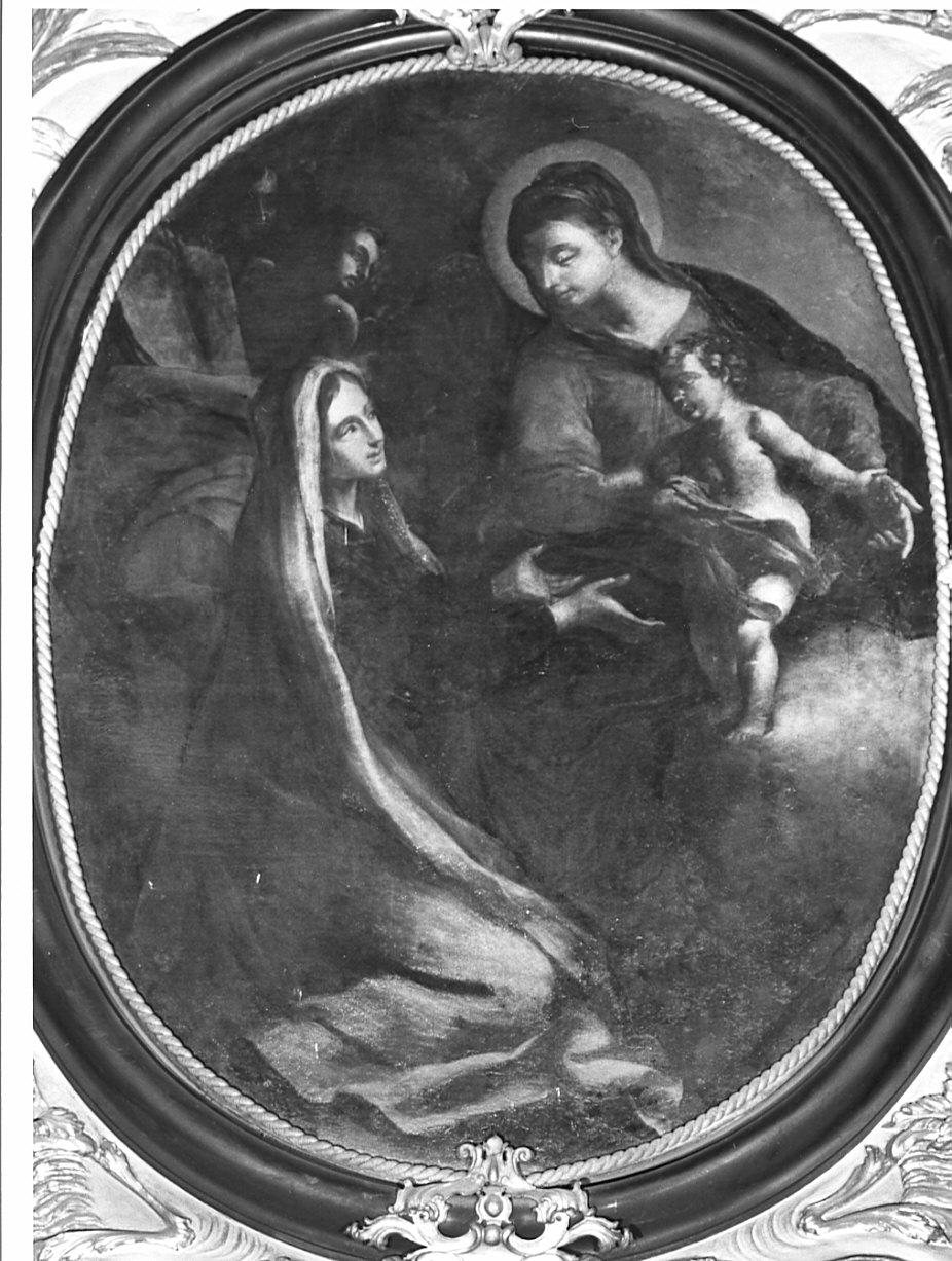 Santa Francesca Romana riceve Gesù Bambino dalla Madonna (dipinto, opera isolata) di Mazzolino Donato (sec. XVIII)