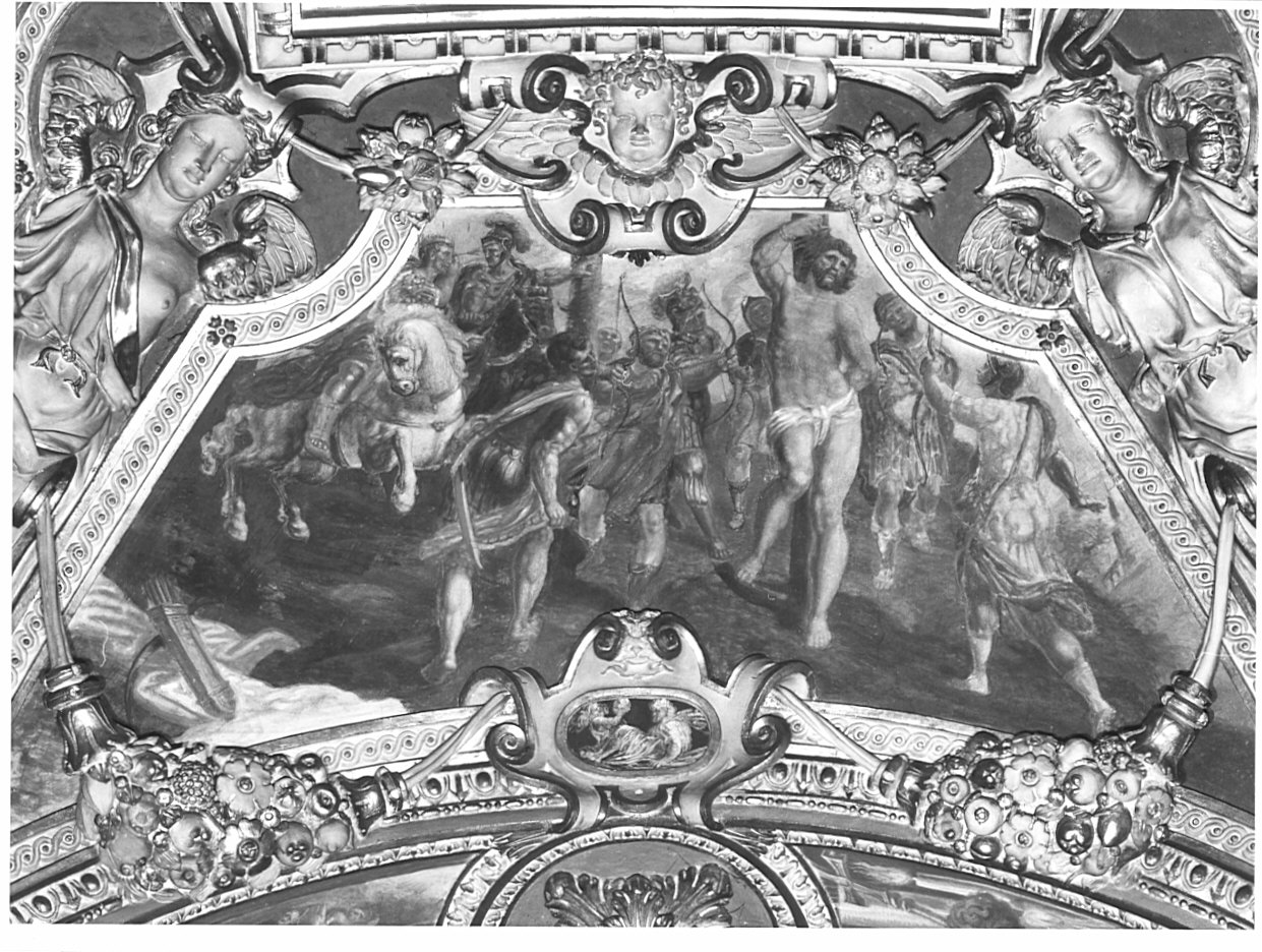 San Cristoforo colpito da frecce (dipinto, opera isolata) di Ciocca G (sec. XVI)