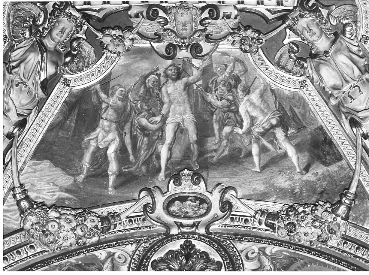 San Cristoforo battuto con le verghe (dipinto, opera isolata) di Ciocca G (sec. XVI)