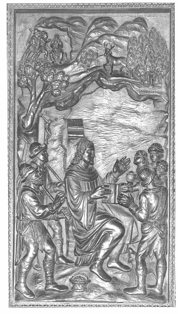 San Benedetto e i pastori (rilievo, elemento d'insieme) di Santagostino Ambrogio, Passeri Bernardino (sec. XVI)