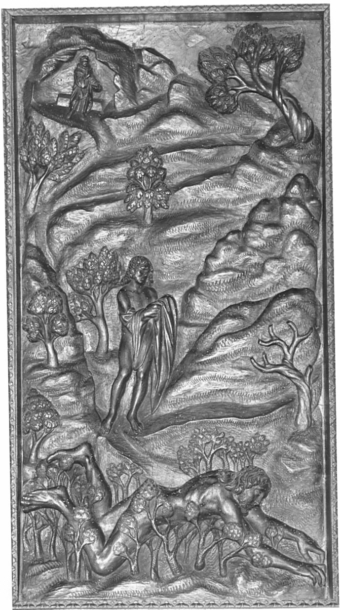 San Benedetto vince sulla carne (rilievo, elemento d'insieme) di Santagostino Ambrogio, Passeri Bernardino (sec. XVI)