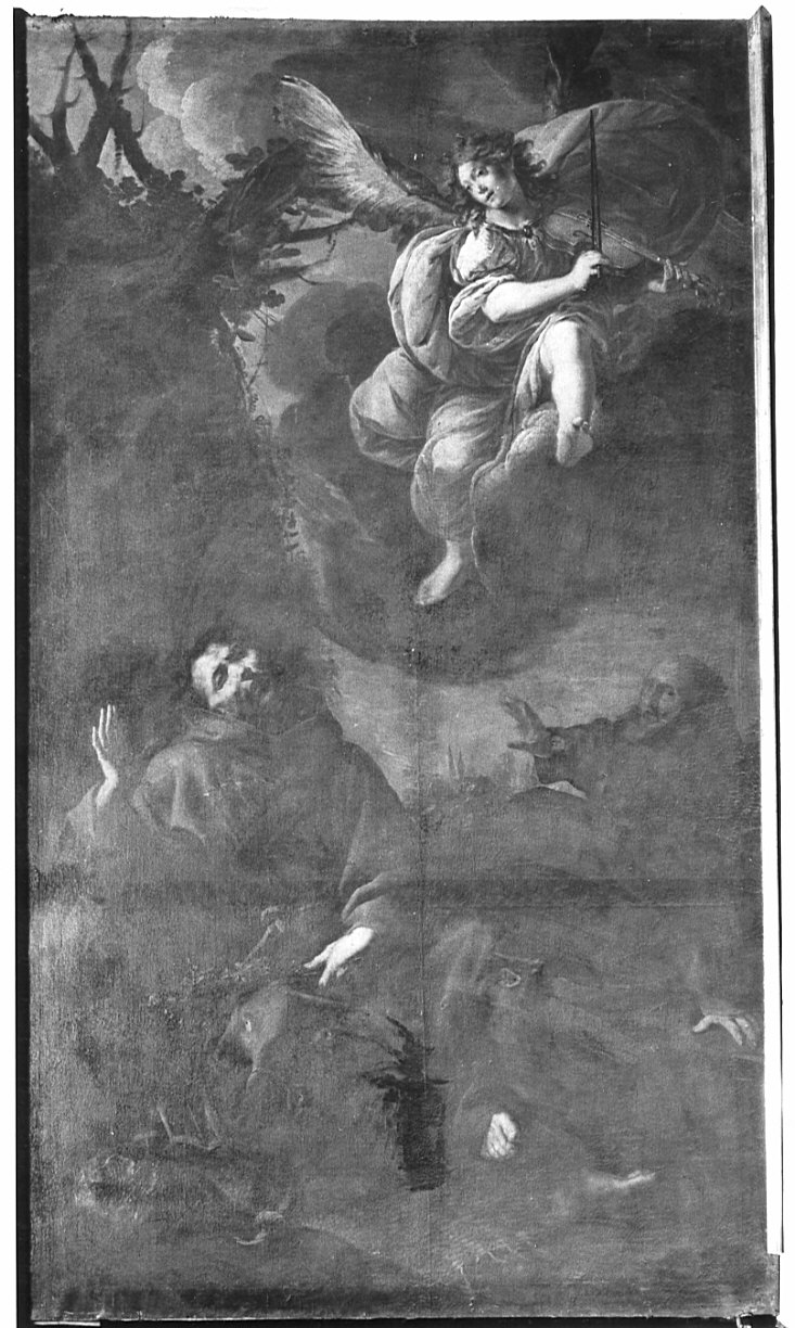 San Francesco d'Assisi morente ha la visione dell'angelo che suona il violino (dipinto) di Discepoli Giovan Battista detto Zoppo di Lugano (sec. XVII)
