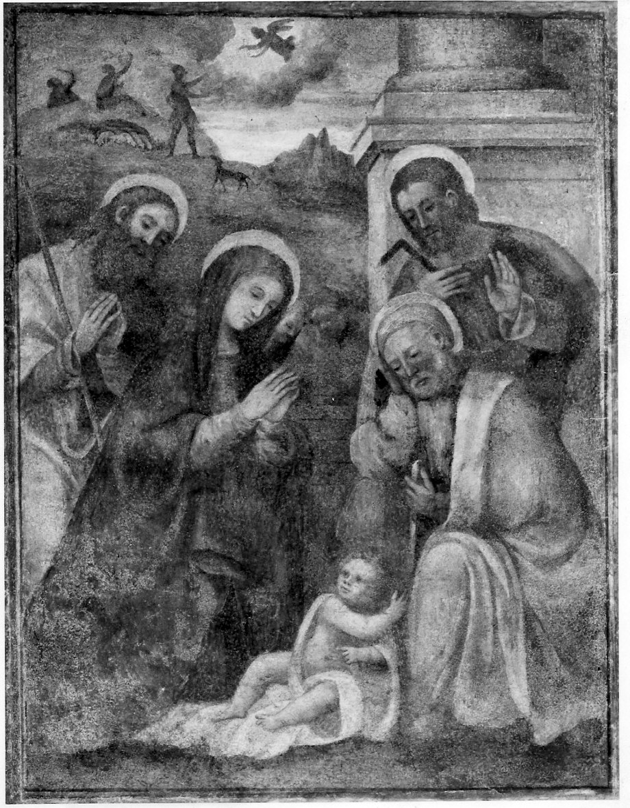 adorazione di Gesù Bambino (dipinto, opera isolata) - ambito lombardo (primo quarto sec. XVI)