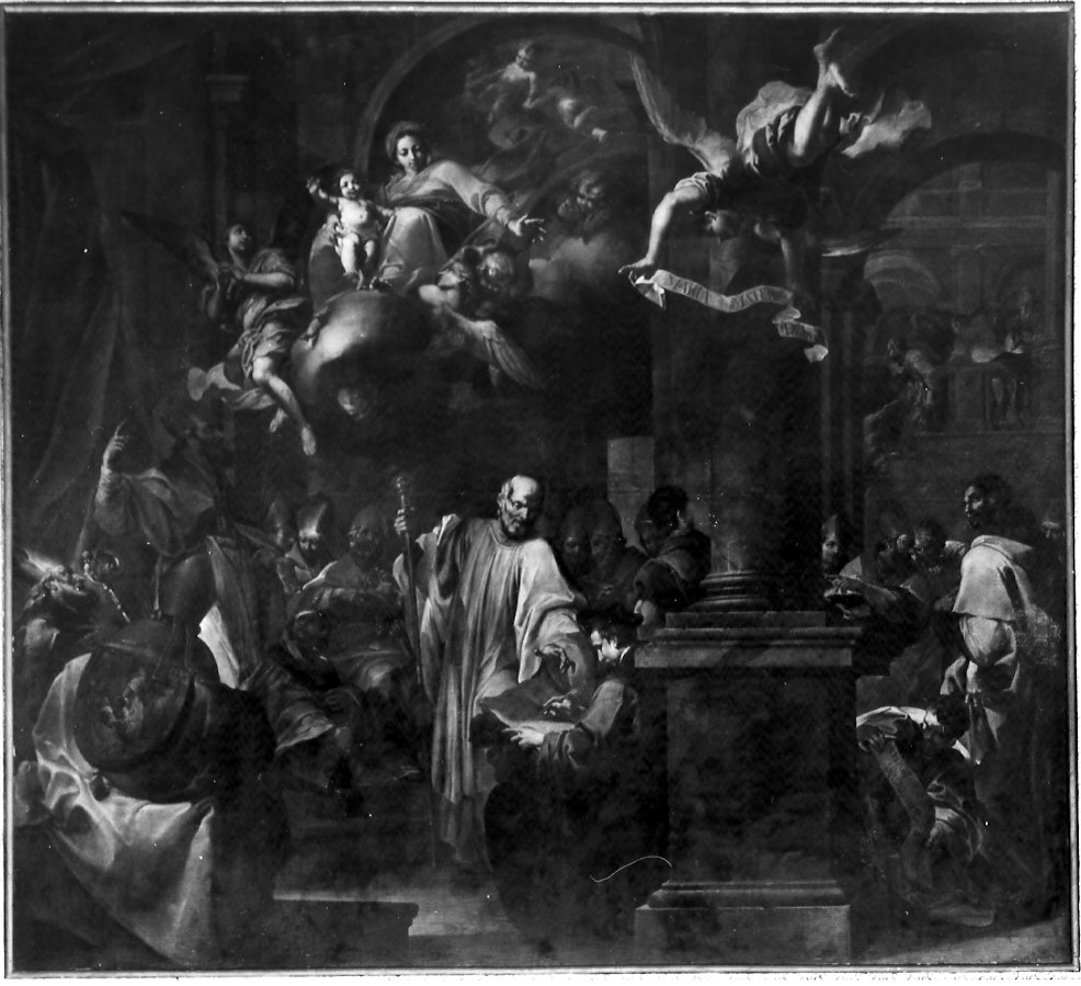 Papa Onorio III istituisce l'Ordine del Carmelo (dipinto, opera isolata) di Bianchi F (attribuito) (sec. XVII)