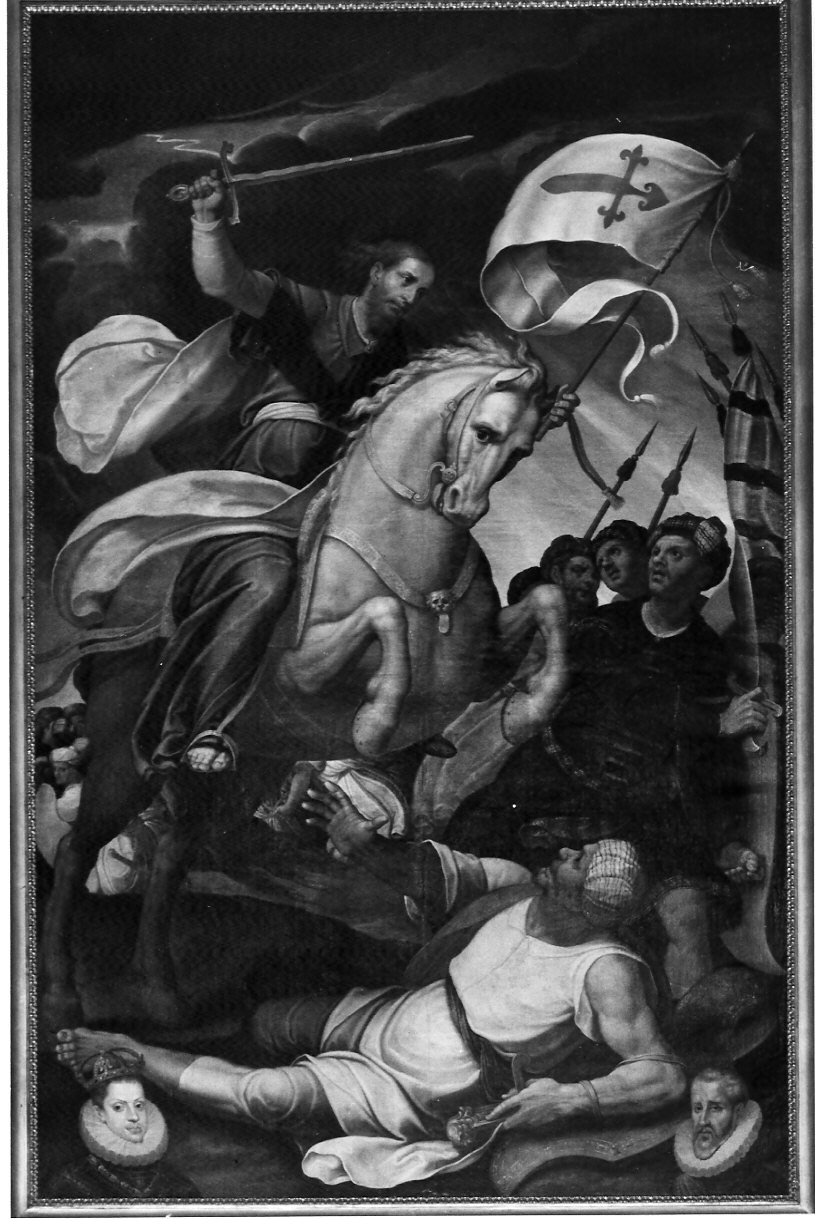 apparizione di San Giacomo il Maggiore nella battaglia di Clavio (dipinto, opera isolata) di Landriani Paolo Camillo (attribuito) (sec. XVII)