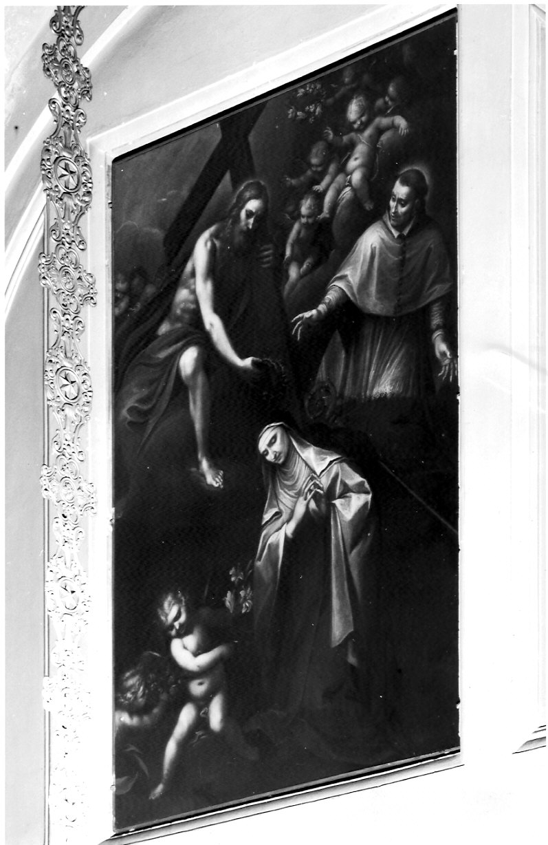 Cristo e i santi Maddalena de' Pazzi e Andrea Corsini, Santi dell'ordine carmelitano (dipinto, opera isolata) di Danedi Giovanni Stefano detto Montalto (attribuito) (sec. XVII)