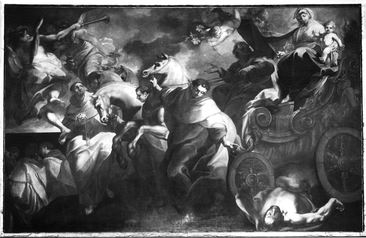 Trionfo dei carmelitani, Santi dell'ordine carmelitano (dipinto, opera isolata) di Abbiati Filippo (attribuito) (sec. XVIII)
