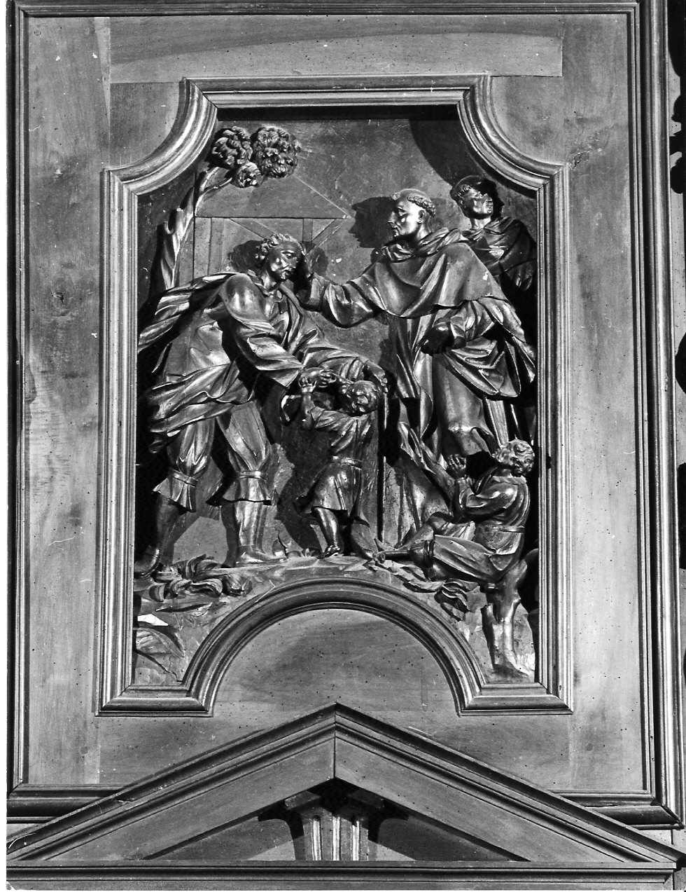 Santi dell'ordine carmelitano (formella, elemento d'insieme) di Quadrio Giovanni Battista (attribuito) (secc. XVII/ XVIII)