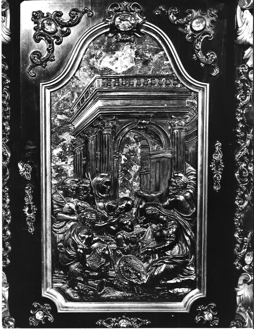 formella, elemento d'insieme - bottega lombarda (secc. XVII/ XVIII)