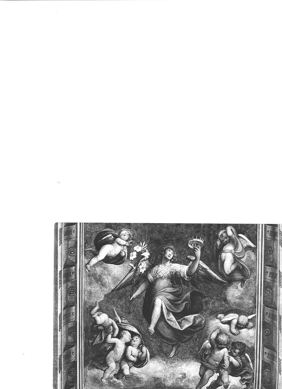 angeli con corona e giglio (dipinto) di Caccia Guglielmo detto Moncalvo (sec. XVII)