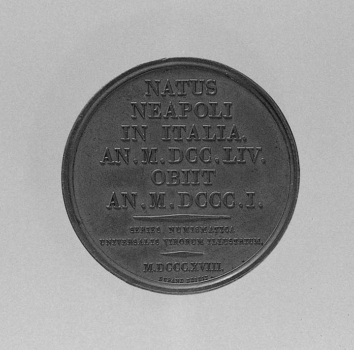 Series Numismatica Universalis Virorum Illustrium: ritratto di Cimarosa Domenico, ritratto del compositore Cimarosa Domenico (medaglia, serie) di Barne Jean Jacques (sec. XIX)