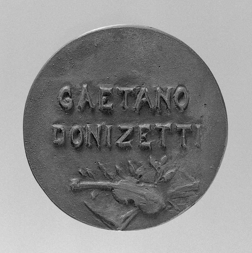 Ritratto di Donizetti Gaetano, ritratto del compositore Donizetti Gaetano (medaglia) di Bravi Romeo (secc. XIX/ XX)