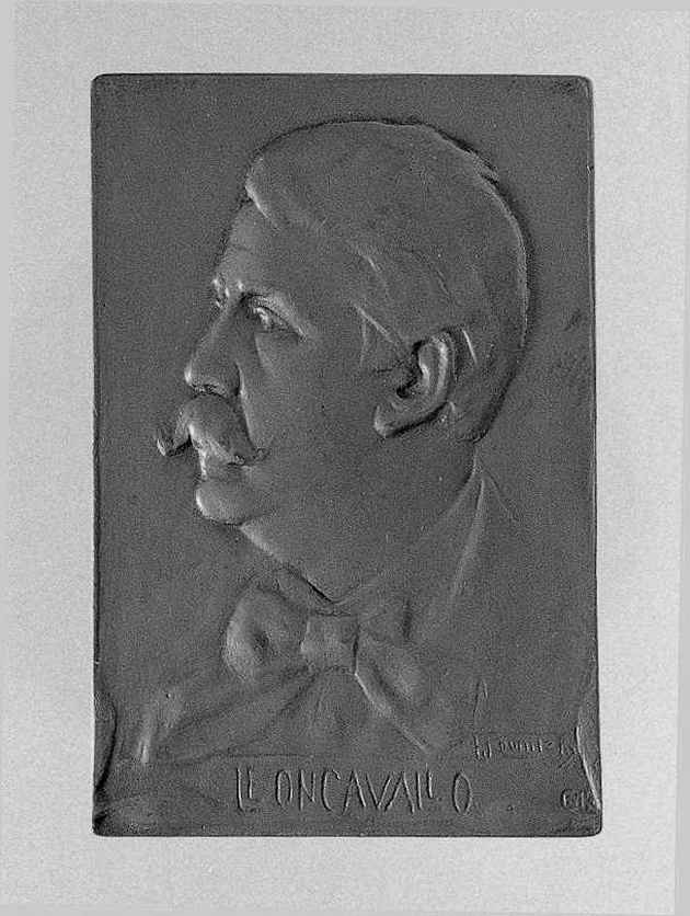 Ritratto di Leoncavallo Ruggero, ritratto del compositore Leoncavallo ruggero (placchetta) di Kounitzky Franz (inizio sec. XX)