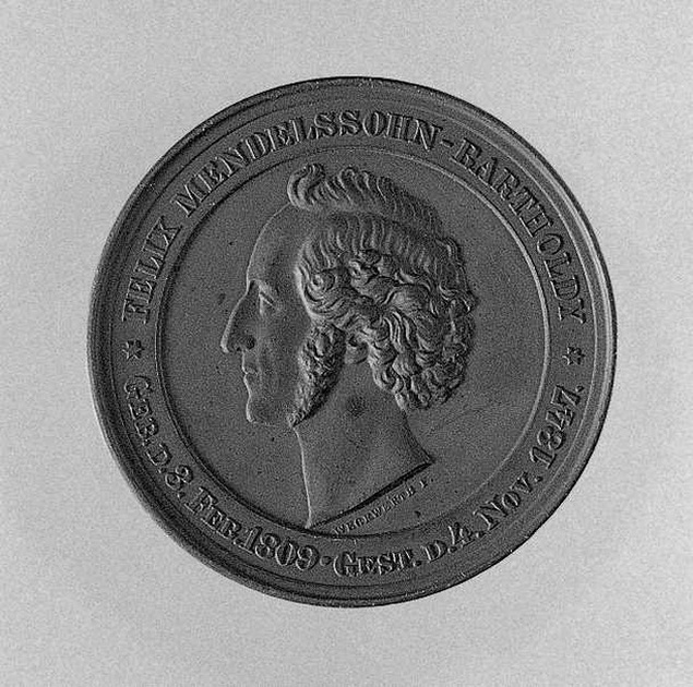 Ritratto di Mendelssohn-Bartholdy Jacob Ludwig Felix, ritratto del compositore Mendelssohn-Bartholdy Jacob Felix (medaglia) di Weckwerth Hermann (sec. XIX)