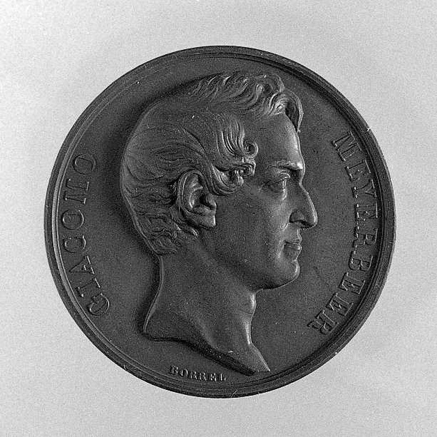 Ritratto di Meyerbeer Giacomo, ritratto del compositore Meyerbeer Giacomo (medaglia) di Borrel Valentin Maurice (metà sec. XIX)
