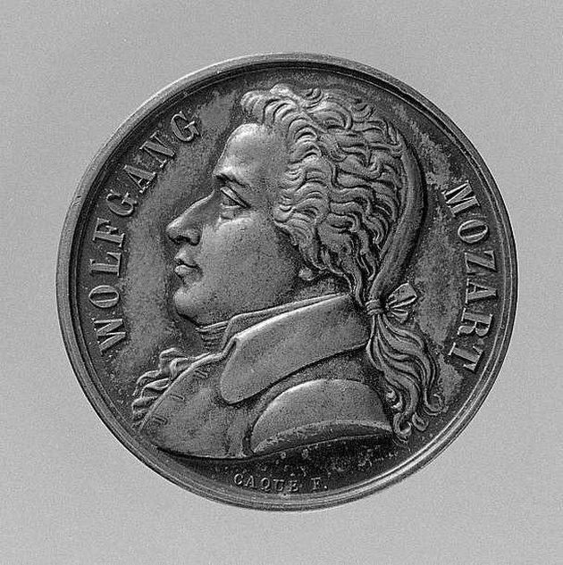 Ritratto di Mozart Wolfgang Amadeus, ritratto del compositore Mozart Wolfgang Amadeus (medaglia) di Caqué Armande Auguste (sec. XIX)