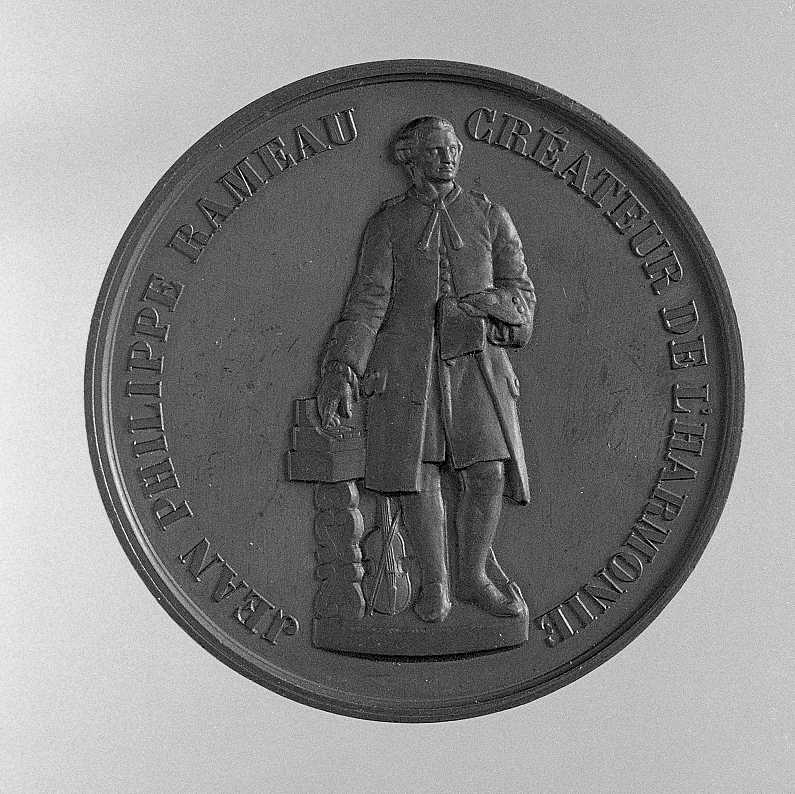 Ritratto di Rameau Jean Philippe, monumento a rameau Jean Philippe (medaglia) - produzione francese (Rouen?) (sec. XIX)