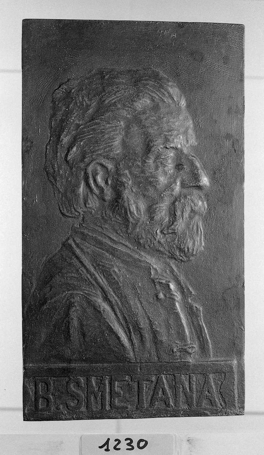 Ritratto di Smetana Friedrich, ritratto del compositore Smetana Friedrich (Bedrich) (placchetta) di Vlcek Jindra (sec. XX)