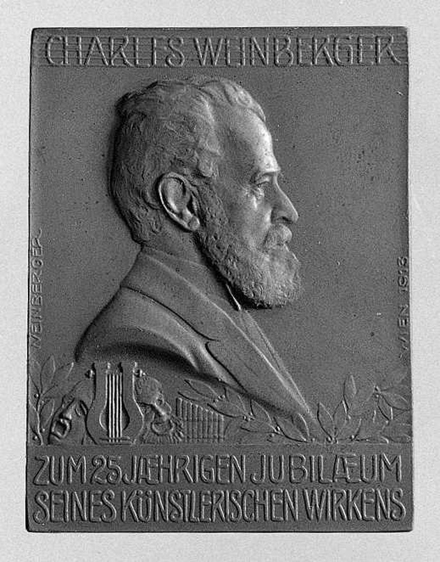 Ritratto di Weinberger Charles, ritratto del compositore Weinberger Charles (placchetta) di Weinberger Anton Rudolph (sec. XX)