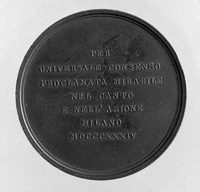 Ritratto di Malibran Maria Felicita, ritratto della cantante Malibran Maria Felicita (medaglia) di Nesti Vittorio (sec. XIX)