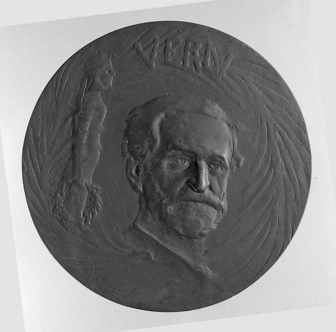 Ritratto di Verdi Giuseppe e di Mascagni Pietro, ritratto dei compositori Verdi e Mascagni (medaglia) di Kounitzky Franz (sec. XX)