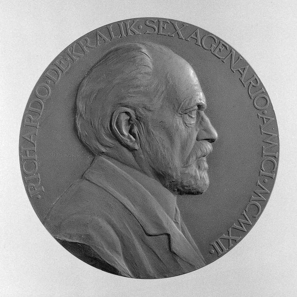 Ritratto di De Kralik Richardo, ritratto di De Kralik richardo (medaglia) di Placht Richard (sec. XX)