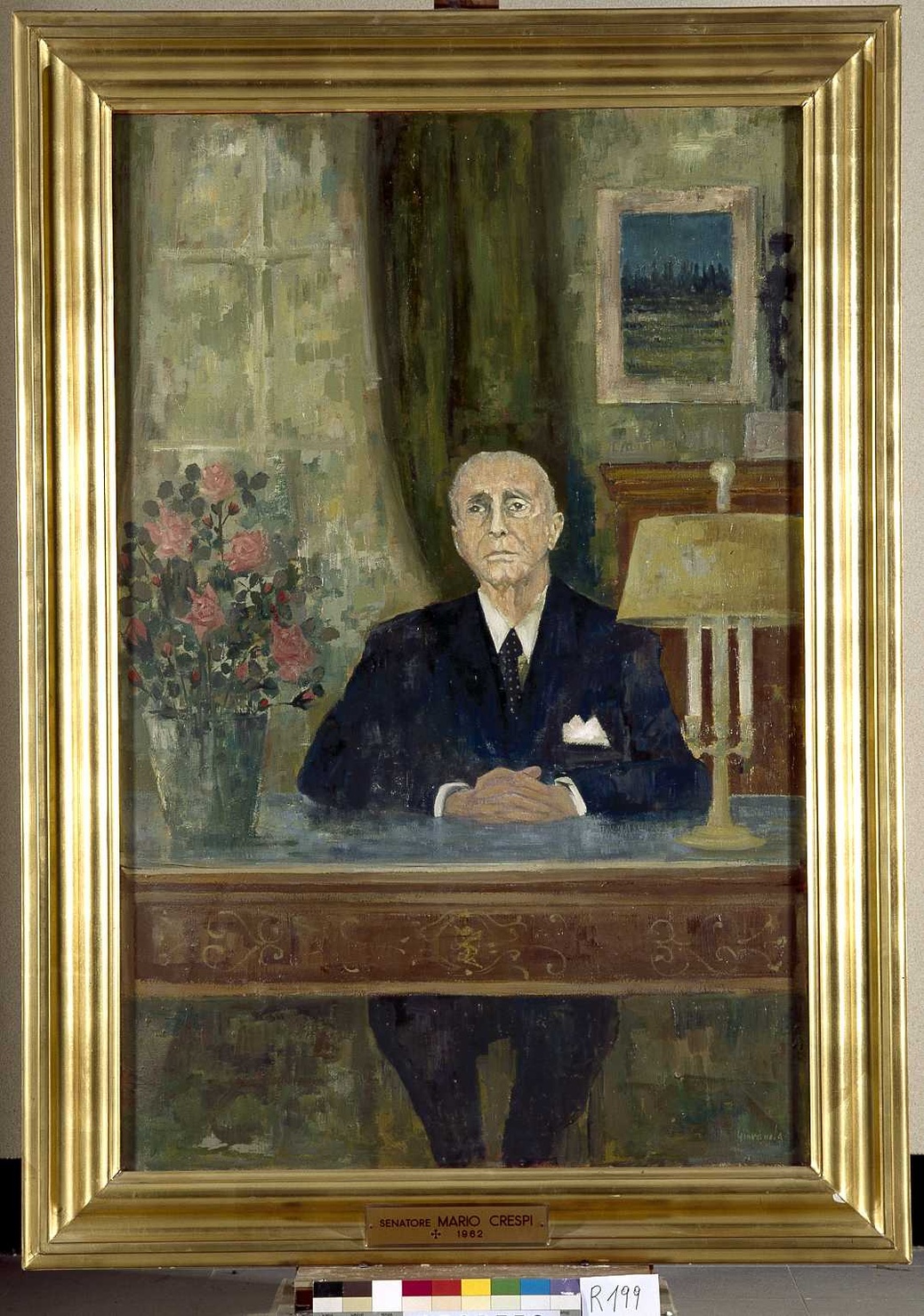 ritratto di Crespi Mario (dipinto, opera isolata) di Giovanola Gian Luigi (sec. XX)